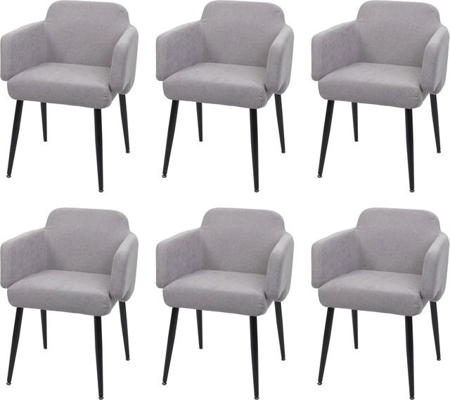 CHEFGASTRO Esszimmerstuhl 6er-Set Grau mit Armlehnen aus Stoff und Metall, H x B x T: 77 x 57 x 56 cm, Sitzhöhe: 48 cm - Bild 1