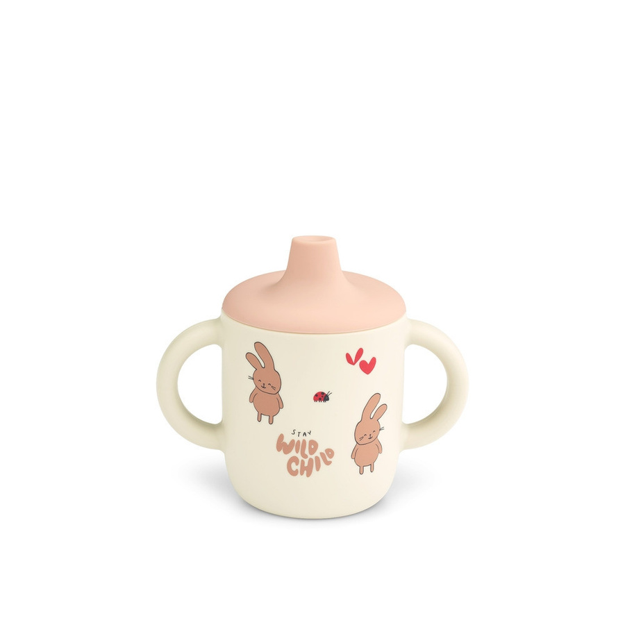 Liewood Neil Trinkbecher Wild Child/Rosey in Pink mit Deckel aus Silikon - Bild 1