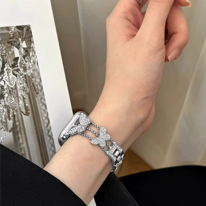 JBAILI Uhrenarmband Edelstahl, Diamant, Zirkonia, Silber, Unisex - Bild 3
