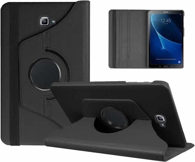 Samsung Galaxy Tab A 10.1 SM-T580 T585 Schutzhülle mit 360 Grad drehbarem Ständer in Schwarz - Bild 1