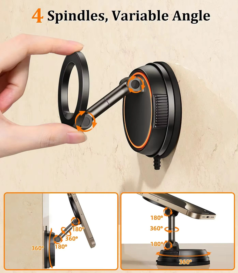 Eary Magnetischer Handyhalter Schwarz mit 360 Grad drehbarem Saugnapf für iPhone und Samsung - Bild 2