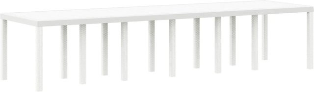 vidaXL Gartentisch aus Polyrattan in Weiß, ausziehbarer rechteckiger Gartentisch für Terrasse und Garten, B/T/H: 350 x 100 x 73 cm - Bild 1