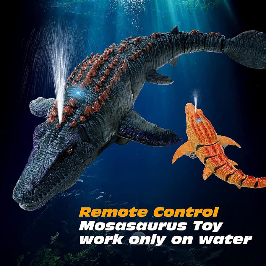 LYZRC Mosasaurus RC Unterwasser Spielzeug mit Licht und Spray, grau - Bild 2