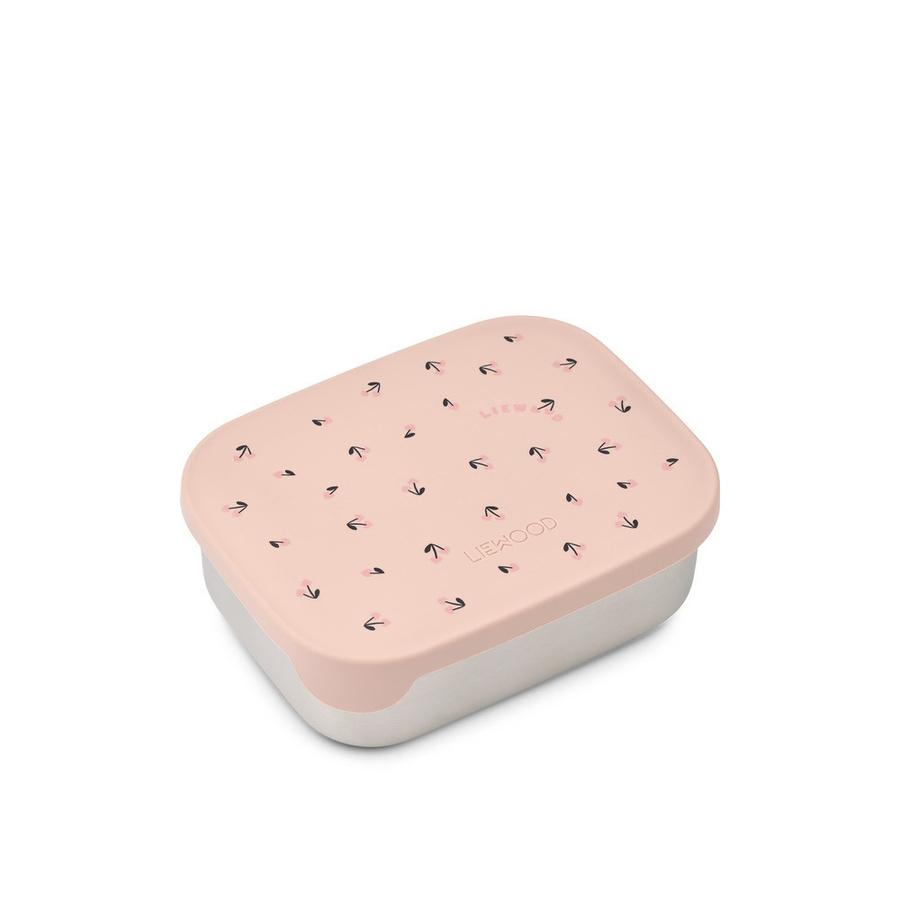 Liewood Arthur Lunchbox Mini Cherry Heart in Pink mit Unterteilungen aus Edelstahl und Silikon - Bild 1