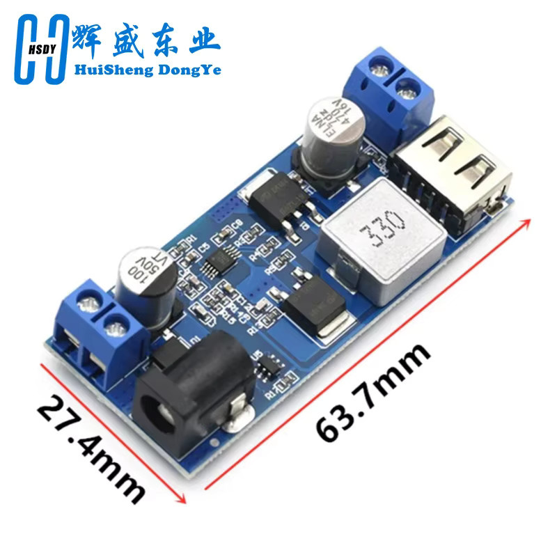 HUISHENGYUFA DC-DC Step Down Netzteil Buck Converter mit USB-C, 24V/12V zu 5V 5A, Einstellbares Lade Modul in Blau - Bild 2