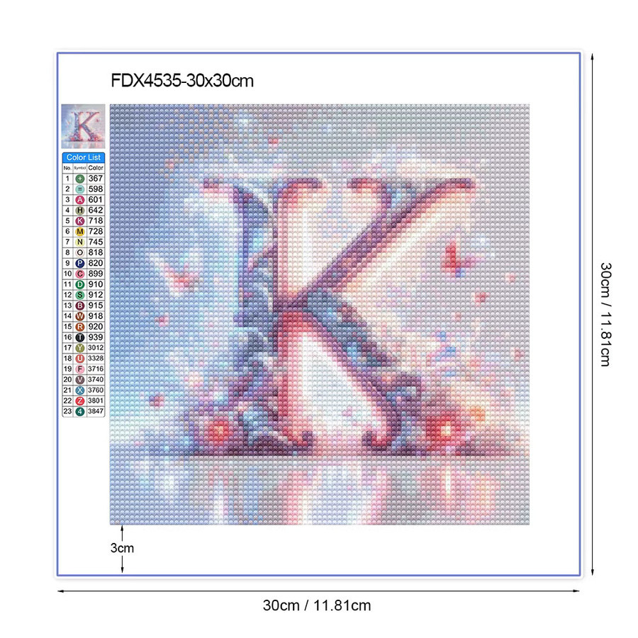 QIZITENG 5D Diamant-Gemälde mit abstrakten Farben und Kunstbuchstaben in Multicolour, runde Form zur Heimdekoration - Bild 2
