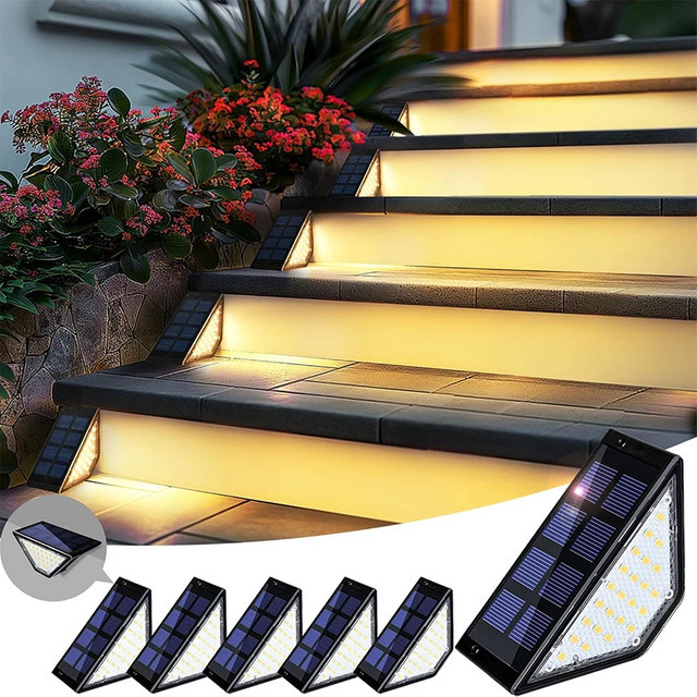 Wasserdichte Solar-Deckleuchten im Set für Zaun, Terrasse und Treppen, Schwarz, Warmweißes Licht - Bild 1