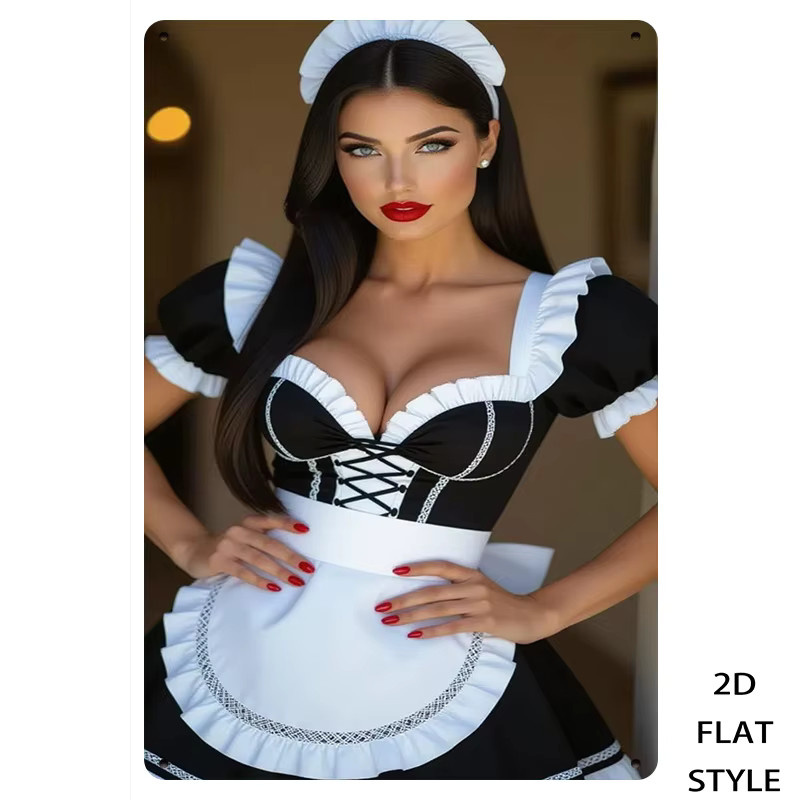 CIFBUY Vintage Blechschild Retro-Metall-Maid-Wandkunst, Mehrfarbig, B/H: 20,3 x 30,5 cm - Bild 4