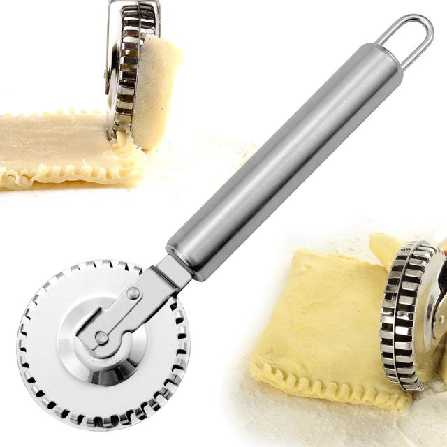 Binchi Outdoor Equipment Edelstahl Gebäckroller mit Randversiegelung und doppelseitigem Prägemesser in Silber - Bild 1