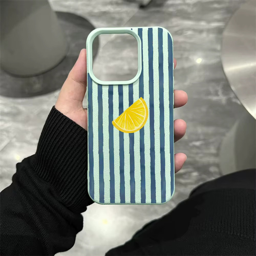 Stoßfeste iPhone Handyhülle mit minimalistischem gestreiftem Frucht-Paar Design für Apple iPhone 16 15 14 13 12 11 Pro Max XS X XR Plus - Bild 1