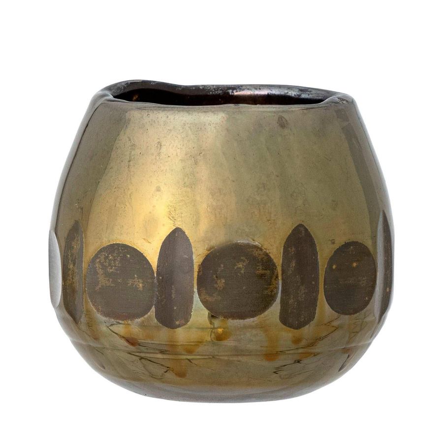Bloomingville Teelichthalter Ivalo aus Glas in Gold, Höhe: 9 cm - Bild 1