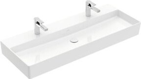Villeroy & Boch Waschtisch Memento 2.0 aus Keramik in Weiß Alpin, rechteckig, mit 2 Hahnlöchern und ohne Überlauf, Breite: 120 cm, Tiefe: 47 cm - Bild 1