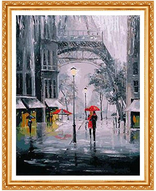 FIYO 5D Diamant Stickerei Eiffelturm DIY Diamantmalerei in Grau, B x H: 20 x 30 cm - Bild 1