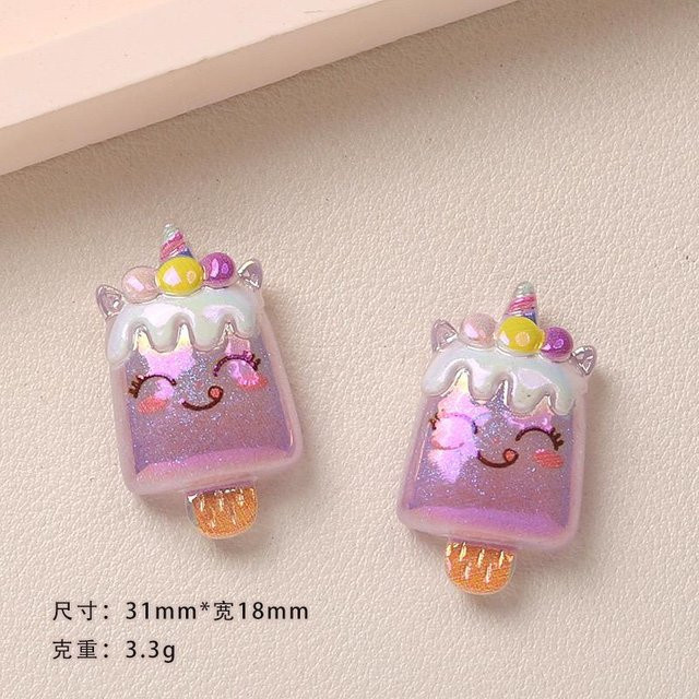 Harz-Cabochons, Einhorn, Regenbogen, Eiscreme, Multicolour, Erwachsene - Bild 1