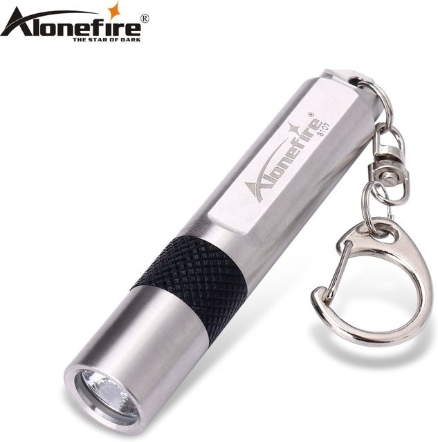 Alonefire Mini-Taschenlampe aus Edelstahl in Silber, wasserdichte Schlüsselanhänger-Leuchte für Outdoor, Wandern und Notbeleuchtung - Bild 1