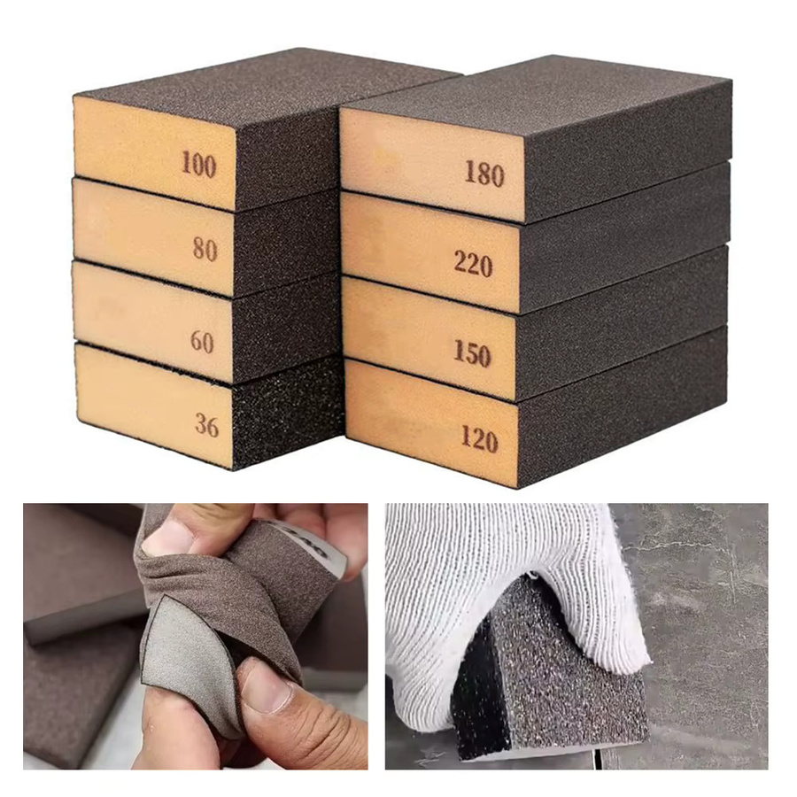Schleifschwammblock für Holz, Metall und Kunststoff, Körnung 36 bis 220, braun, nass und trocken anwendbar - Bild 4