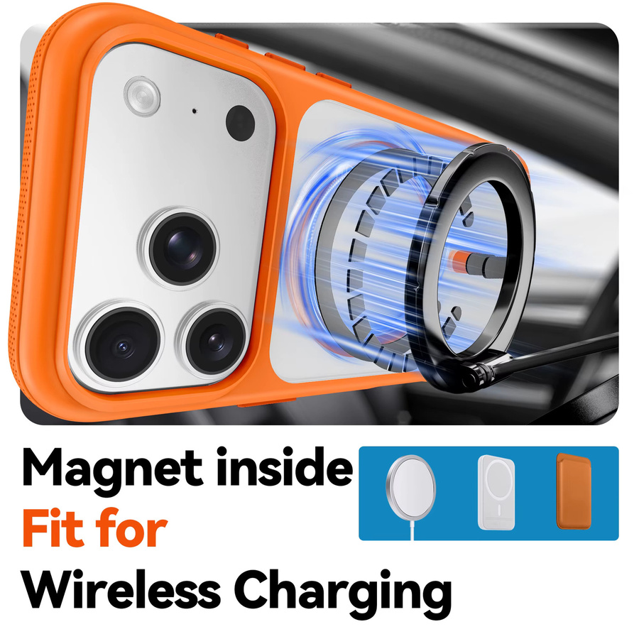 MagSafe Magnetische Handyhülle für iPhone 17 16 15 14 13 12 Pro Max Air mit Metallknöpfen und weichem Stoßfänger in Orange - Bild 4