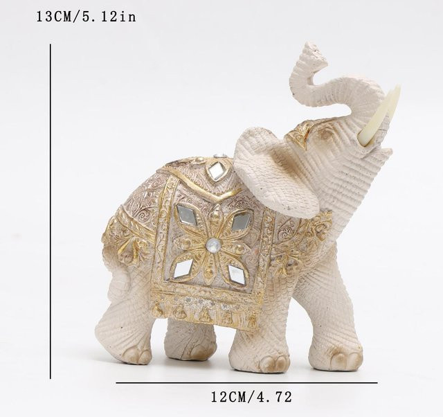 Yiran Furniture Feng Shui Elefanten Statue in Gold aus Harz zur Reichtumsattraktion für dein Home Office - Bild 1
