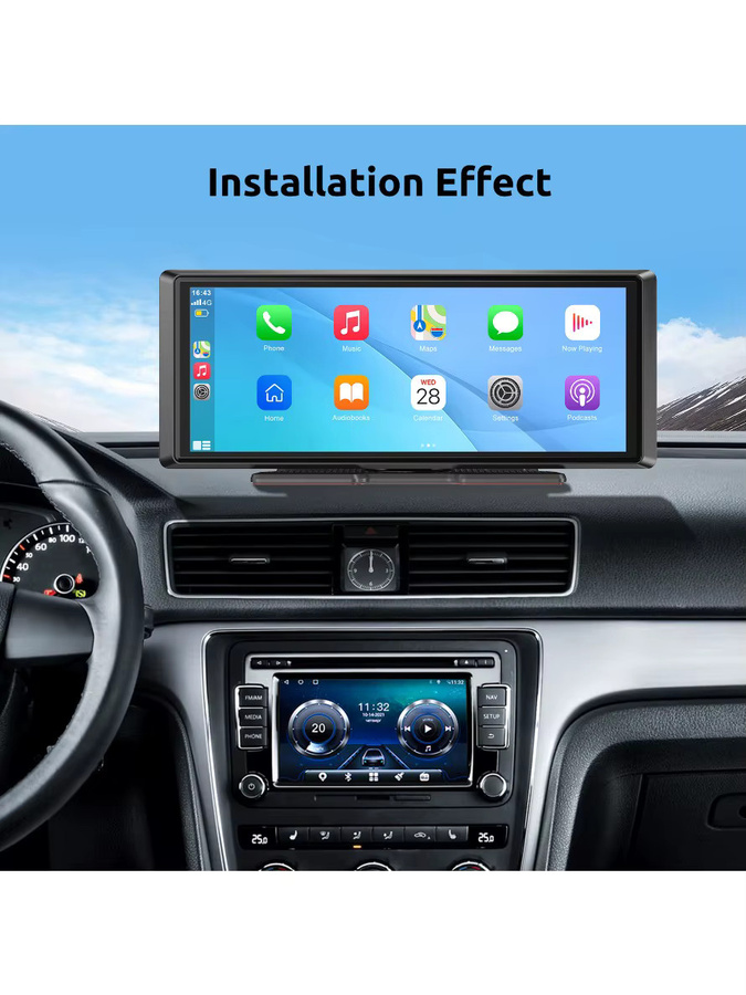 ESSGOO 4K Tragbares Universal-Carplay Autoradio mit Android Auto, Bluetooth, AUX und Mirror Link, Schwarz, 8,1 Zoll - Bild 7