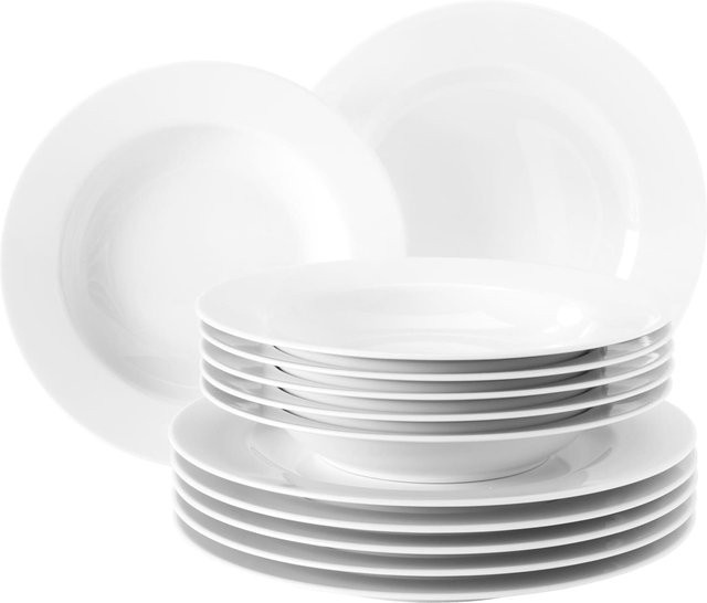 Seltmann Weiden Tafelservice Rondo Liane aus Porzellan in Weiß, 12er Set - Bild 1
