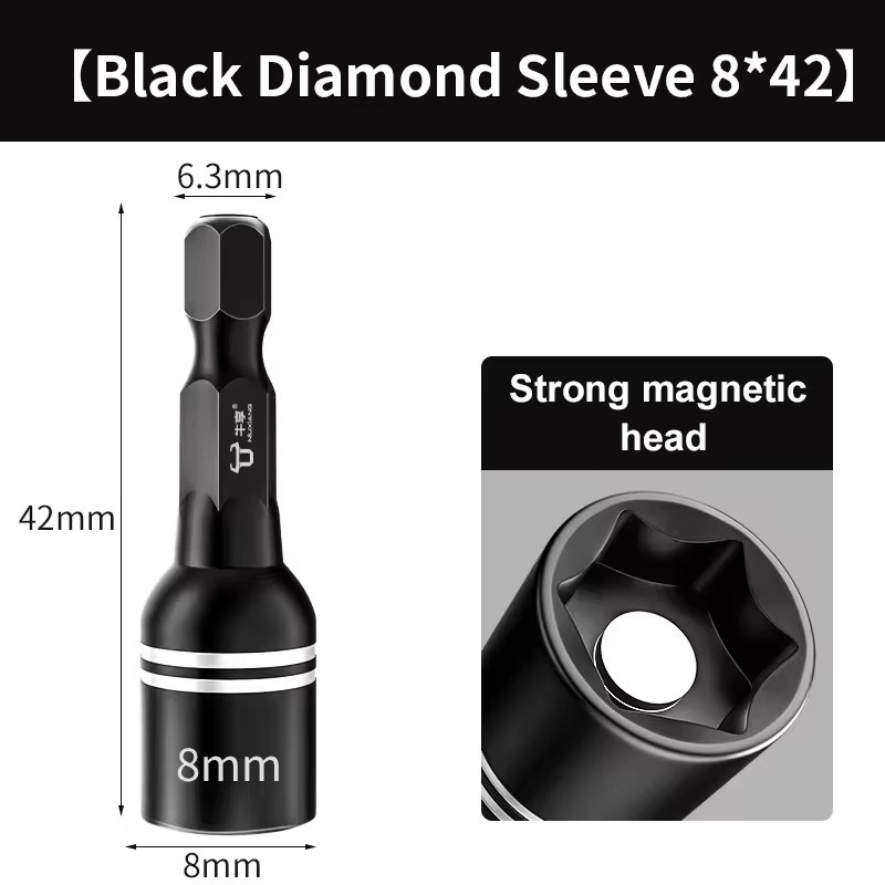 NIUXIANG Multifunktions-Reduzierhülse aus Chrom-Vanadium-Stahl für Drehmomentschlüssel und Ratsche, Tiefe: 8 mm, Farbe: Schwarz - Bild 5