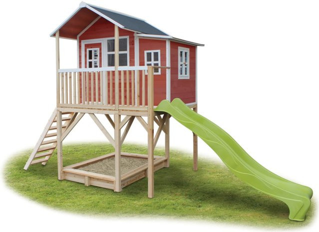 EXIT Toys Loft 750 Holzspielhaus Spielturm, rot, B/H/T: 190 x 269 x 444 cm - Bild 1