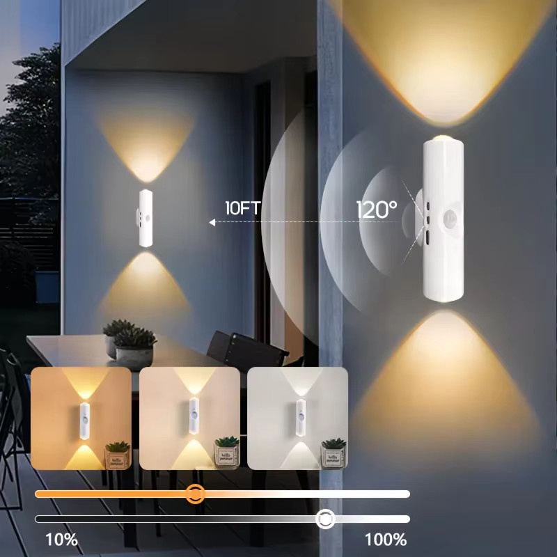 ZTree LED-Wandleuchte mit Bewegungsmelder in Weiß, USB wiederaufladbares Nachtlicht für Schlafzimmer, Flur, Treppe und Büro - Bild 3