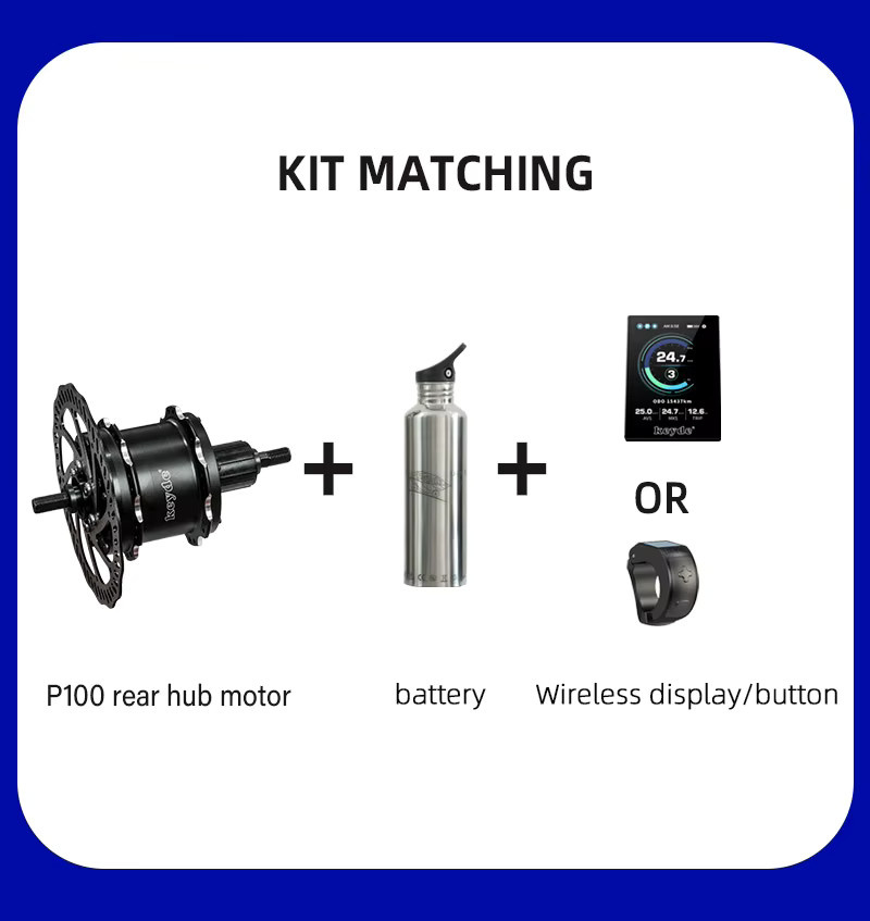 Keyde P100 E-Bike-Umbausatz Hinterradnabenmotor-Kit mit Bluetooth-Steuerung und Drehmomentsystem in Schwarz - Bild 4