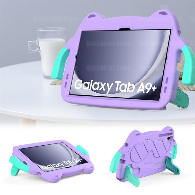 Stoßfeste Kinder-Tablet-Hülle für Samsung Galaxy Tab A9+ 11 Zoll 2023 mit Griffhalterung in Lichtlila - Bild 1