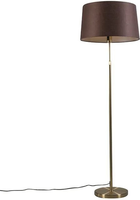 QAZQA Stehleuchte modern in Gold und Messing mit braunem Schirm, höhenverstellbar und dimmbar, Höhe: 143 cm - Bild 1