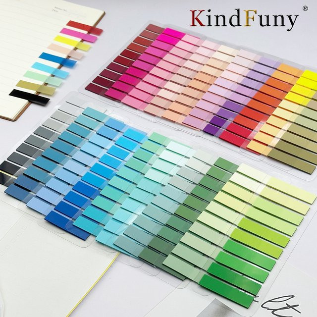 KindFuny 200 Stück Transparente Index Tabs in Multicolour, Fluoreszierende Haftnotiz-Flaggen für Schule und Büro - Bild 1