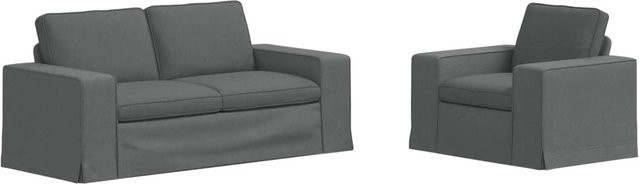 vidaXL Sofa 2-teiliges Set Dunkelgrau mit Stoffbezug und Metallrahmen B/T/H: 182 x 80 x 82 cm und 103 x 80 x 82 cm - Bild 1
