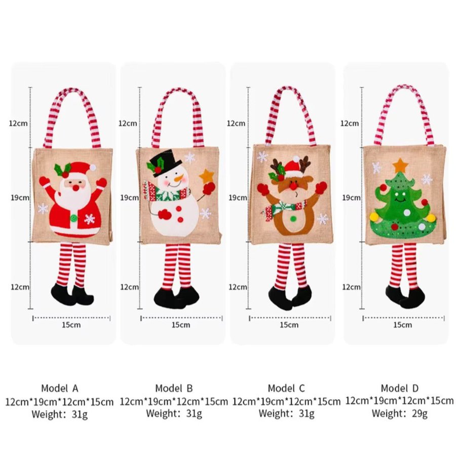 WakaParty Weihnachtsgeschenke-Taschen aus Textil mit Motiv Schneemann und Weihnachtsmann, Mehrfarbig, B/H: 43,0 x 15,0 cm - Bild 1