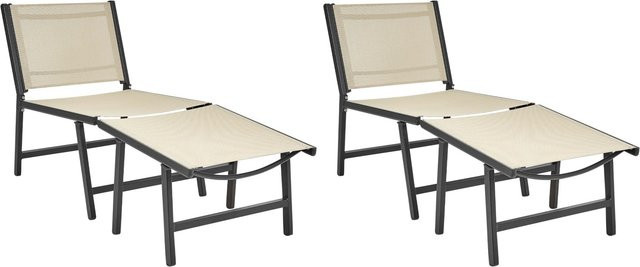 Beliani Gartenstuhl in Beige und Schwarz, modern gestaltet aus Metall und Kunststoff, B/T/H: 60 x 54 x 70 cm - Bild 1