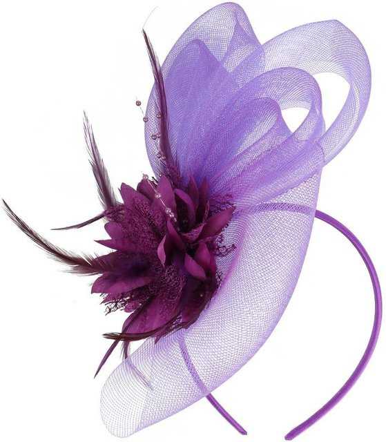 Keyuin Fascinator Kopfschmuck, Federhut, Stirnband, violett, Damen - Bild 1