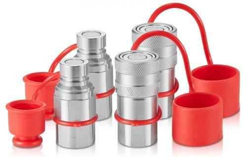 VEVOR Hydraulik-Schnellkupplungen 1/2 Zoll Flat Face mit 4 Staubschutzkappen ISO16028 in Silber - Bild 1