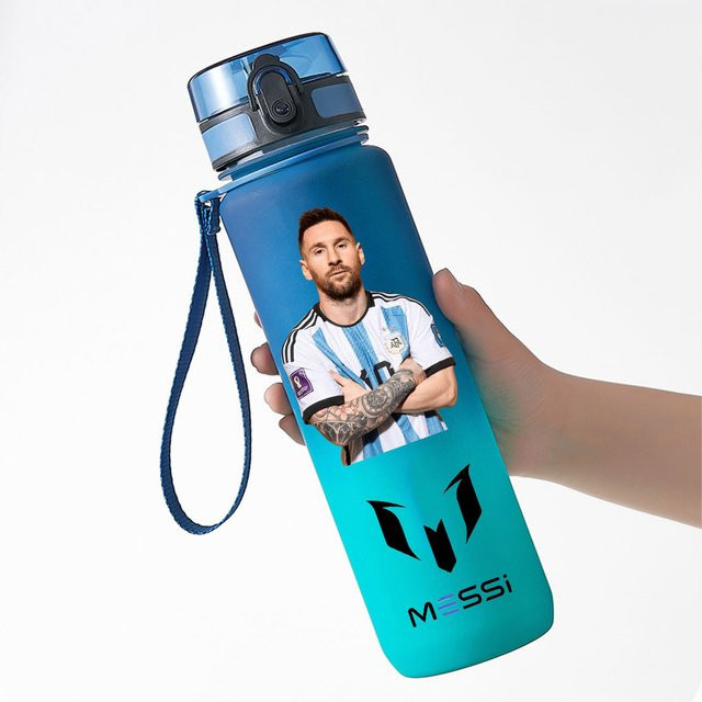 Lionel Messi Wasserflasche Blau 650 ml mit Flip-Verschluss für Sport und Outdoor - Bild 1