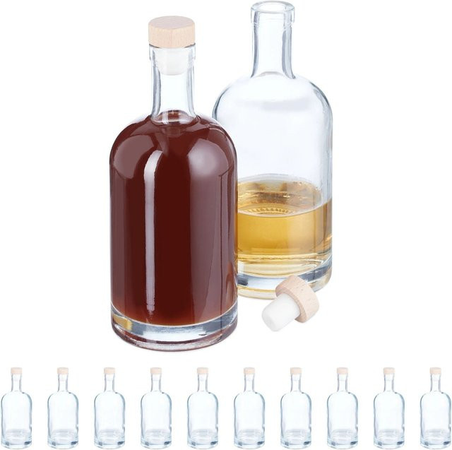 Relaxdays 12er Set Glasflaschen Transparent mit TPR-Kunststoff Deckel Luftdicht 500 ml - Bild 1