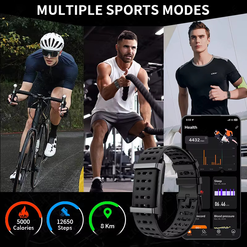 LIGE Smartwatch, Schwarz, Silikon, 1 ATM, Herren - Bild 3