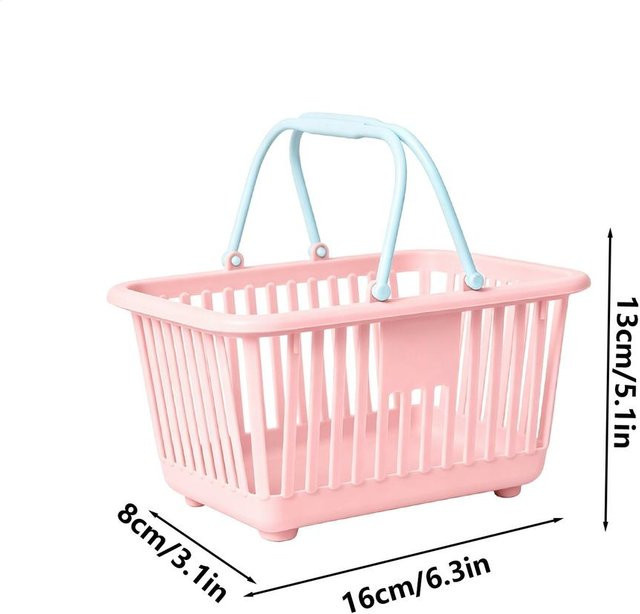 Tragbarer Mini-Einkaufskorb von A Family Of Home Textiles als Spielzeug-Organizer mit Griffen, Farbe: Rosa, B/T/H: 16,0 x 13,0 cm - Bild 1