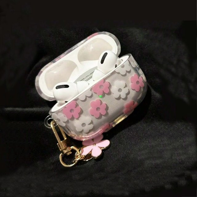 Bling Glitzer TPU-Kopfhörerhülle mit niedlichem Cartoon-Blumen-Design für Apple AirPods 4 Pro 2. Generation, AirPods 3, 2 und 1 in Pink - Bild 1