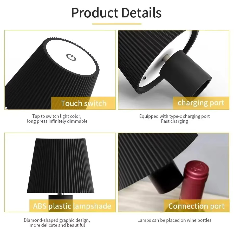GGbingo RGB Kabellose LED Tischlampe in Schwarz mit Touch-Steuerung und Akku für Außenbereich, Garten und Terrasse - Bild 4
