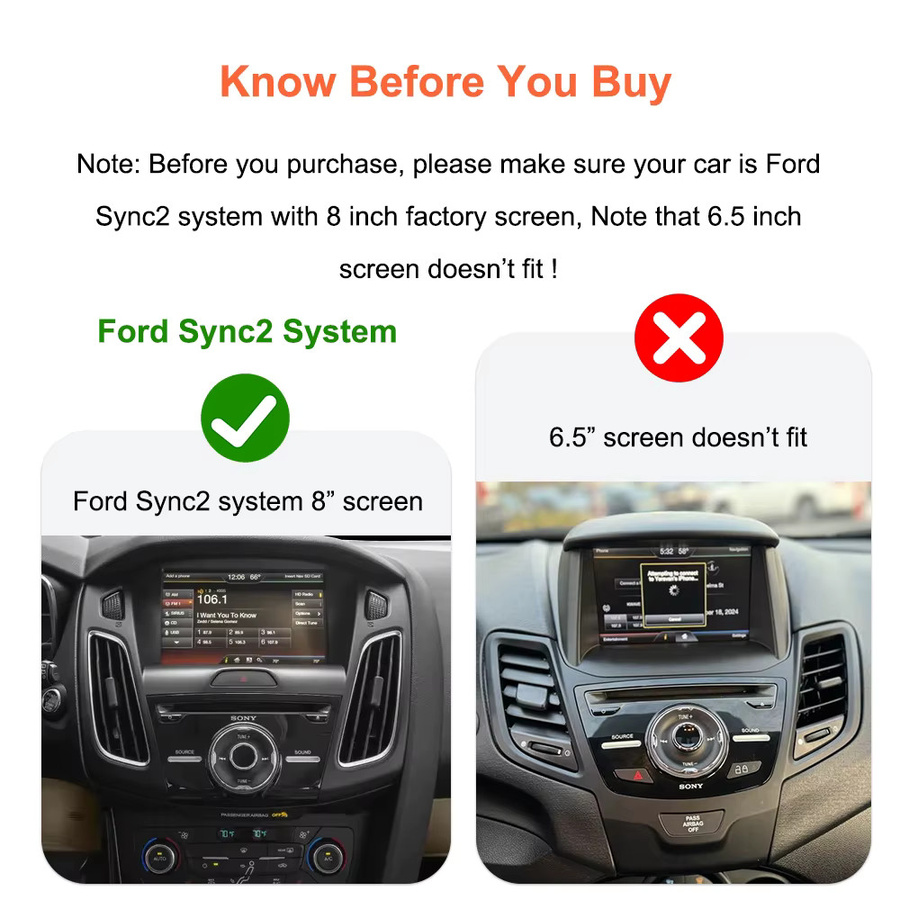 Bonroad Wireless Carplay und Android Auto Modul für Ford Sync2 Systeme für Explorer, Focus, Edge, F-150, Taurus und Escape (2013-2016) mit Wi-Fi und Bluetooth - Bild 2