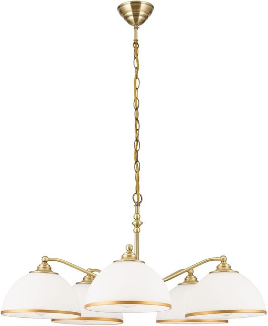 Orion Leuchten Hängeleuchte Old Style in Gold/Messing mit weißem Milchglas, Durchmesser: 75 cm - Bild 1