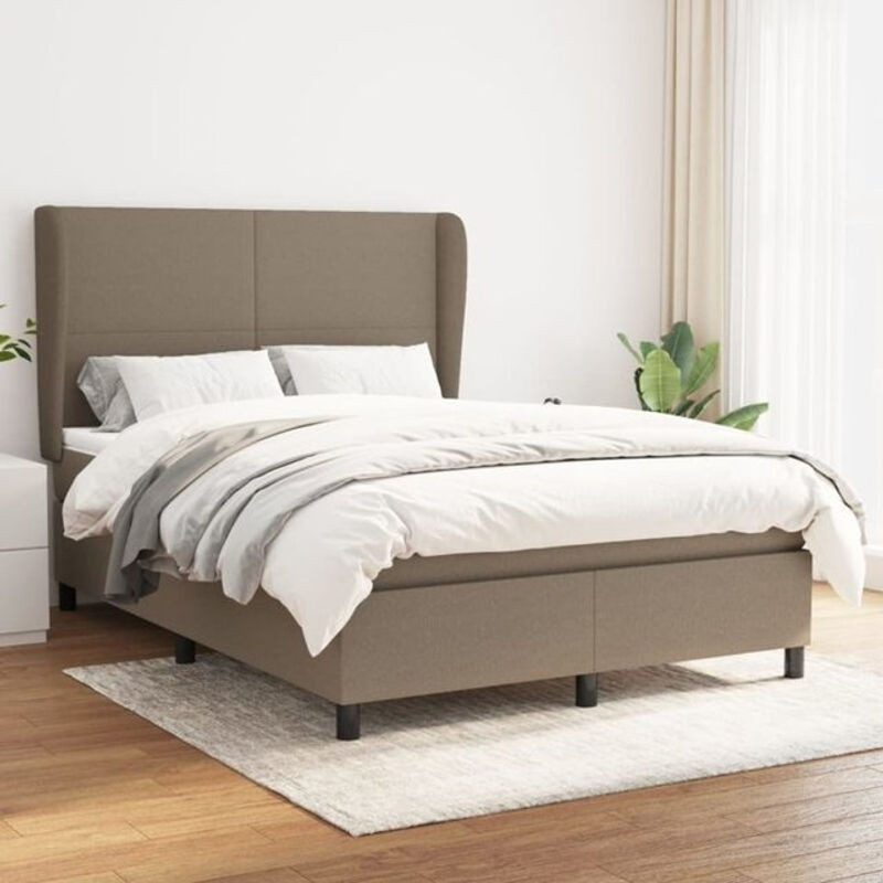 Vidaxl Boxspringbett mit Matratze in Taupe meliert aus Stoff, B/T: 140 x 190 cm - Bild 1