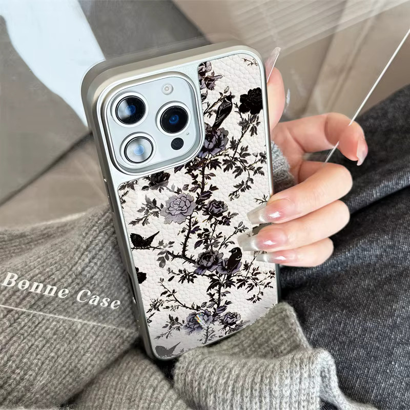 AIR PLUS Handyhülle mit Blumen-Ledertextur für iPhone 11 bis iPhone 17 Pro Max in Pink/Mehrfarbig - Bild 2