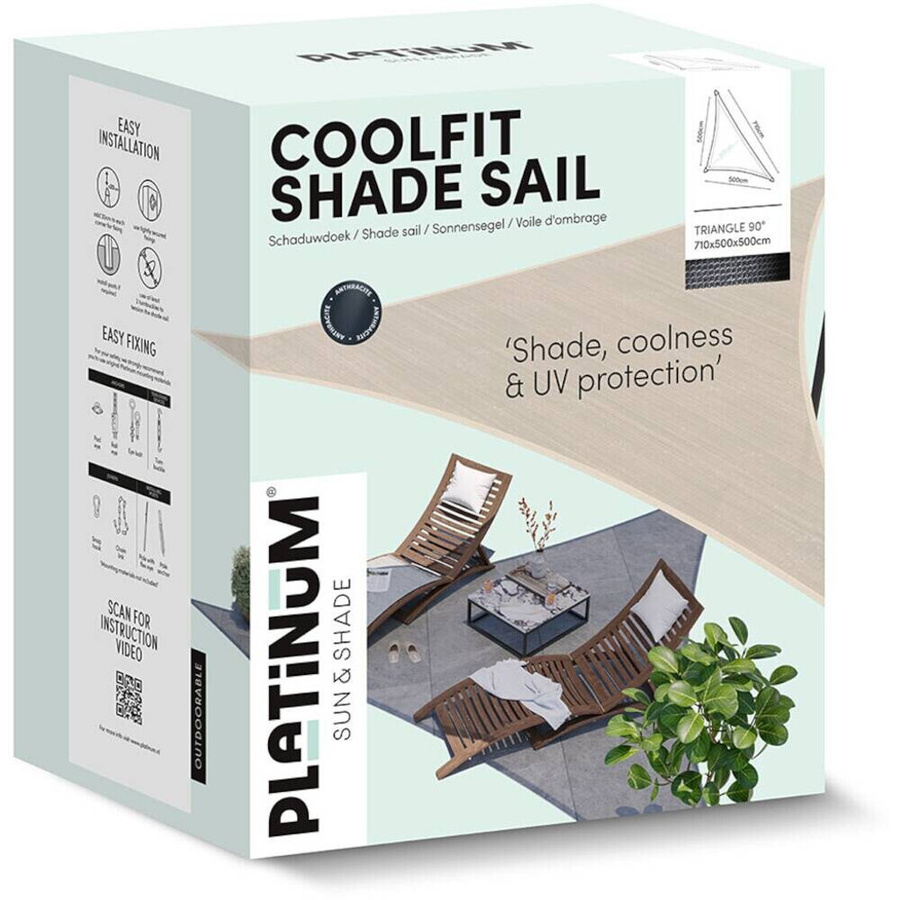 PLATINUM Sonnensegel Coolfit aus Polyethylen in Schwarz, B: 400 cm, H: 1 cm, L: 400 cm - Bild 2