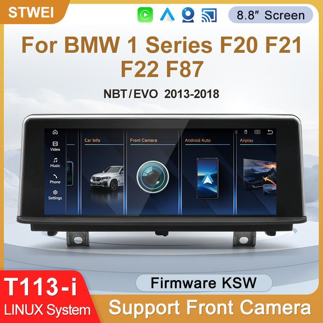 STWEI 8,8 Zoll Linux-System mit kabellosem CarPlay und Android Auto für BMW 1er 2er F20 F21 F87 M1 M2 NBT EVO in Schwarz - Bild 1