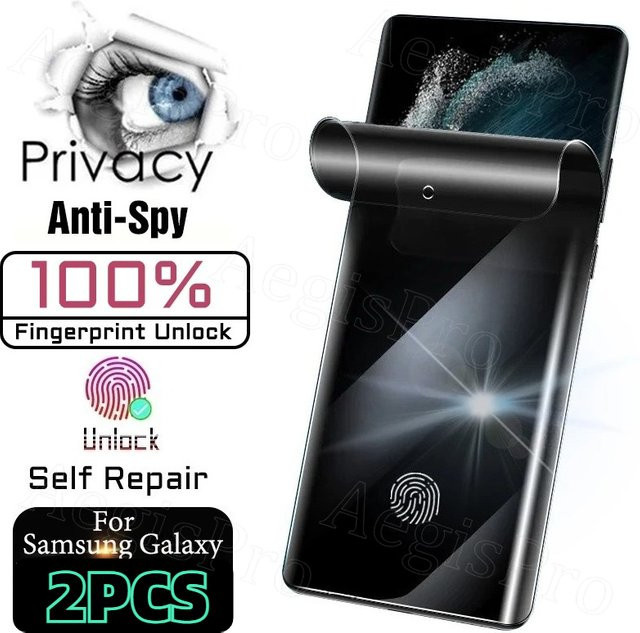 HKSN Anti-Spy Displayschutzfolie in Schwarz für Samsung Galaxy S25 S24 S23 S22 S21 S20 Plus Ultra FE Note 20 10 S10e mit selbstreparierender Funktion - Bild 1