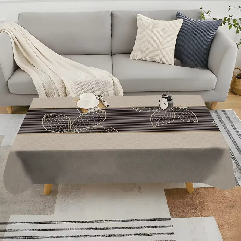 VIKAMA Tischdecke mit Goldblatt-Druck in Beige und Gold für luxuriöse Dekorationen - Bild 3